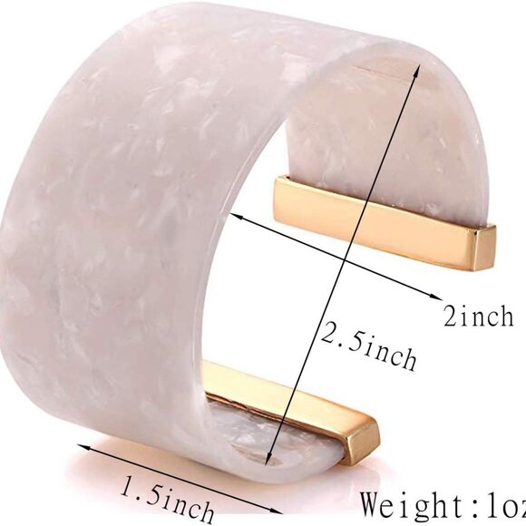 Wide Cuff Bangle Bracelet for Women Acrylic Resin Tortoise Bangle Bracelet State - Picture 2 of 7